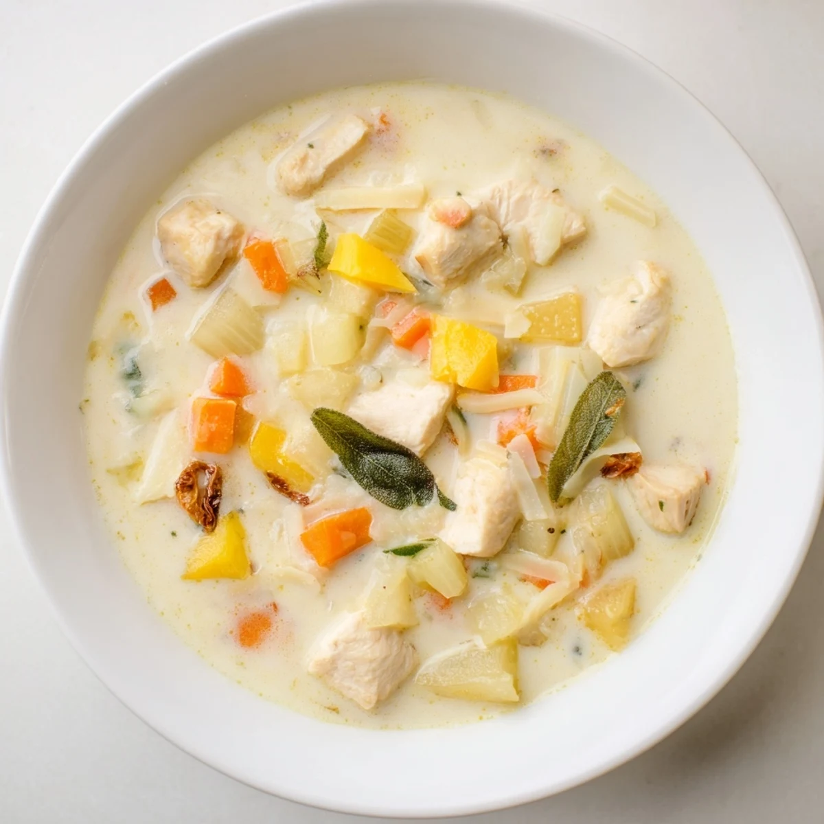 Imagine a comforting spoonful: hearty Marry Me Chicken Soup with a swirl of rich cream and garnish.