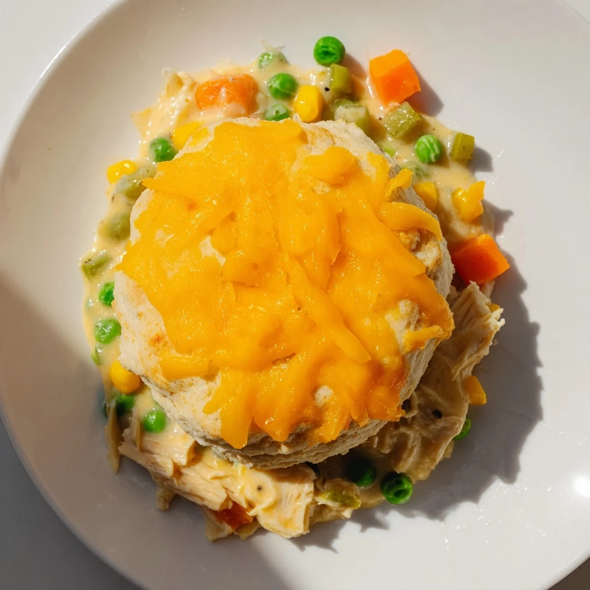This One-Pan Chicken Cobbler shows a rustic, delicious main dish with golden baked biscuits and creamy filling.