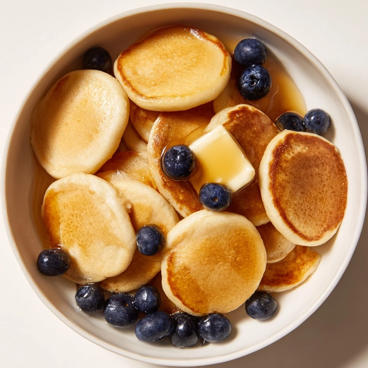A spoon scoops up delicious Pancake Cereal, a fun and easy breakfast recipe anyone can make.