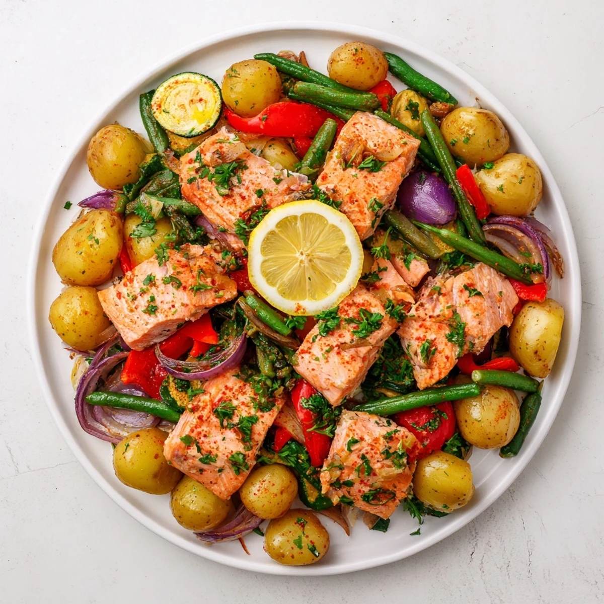 Golden, crispy potatoes and flaky salmon pieces in this flavorful Salmon & Potato Skillet recipe.