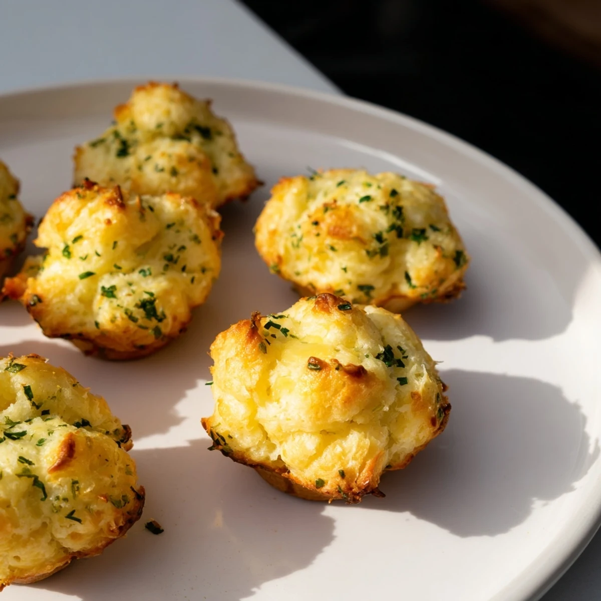 Golden, pull-apart Mini Cheddar Bay Biscuits, brushed with garlic butter, ready to enjoy warm.