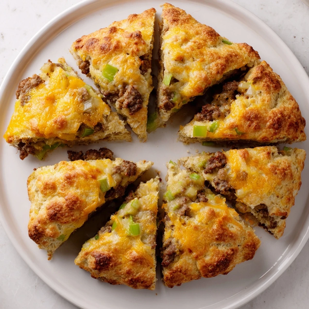 Imagine the bubbly, cheesy crust of this savory apple, sausage, and cheddar scone skillet, served warm.