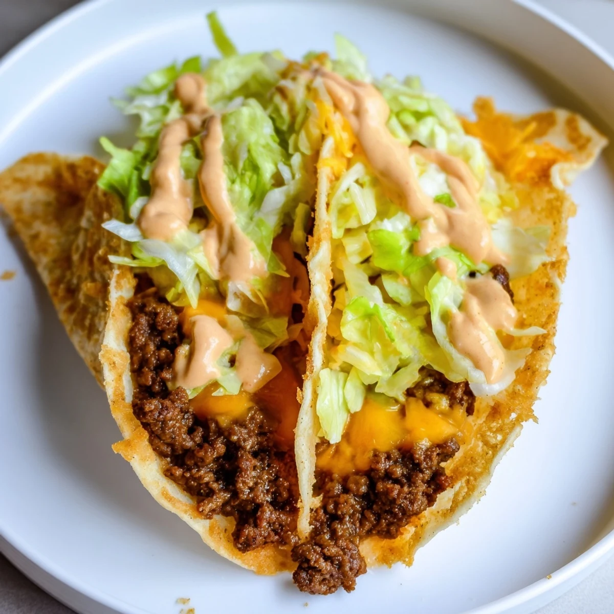 Melted cheese wraps a crunchy taco in these homemade Cheesy Gordita Crunch tacos, ready to enjoy.