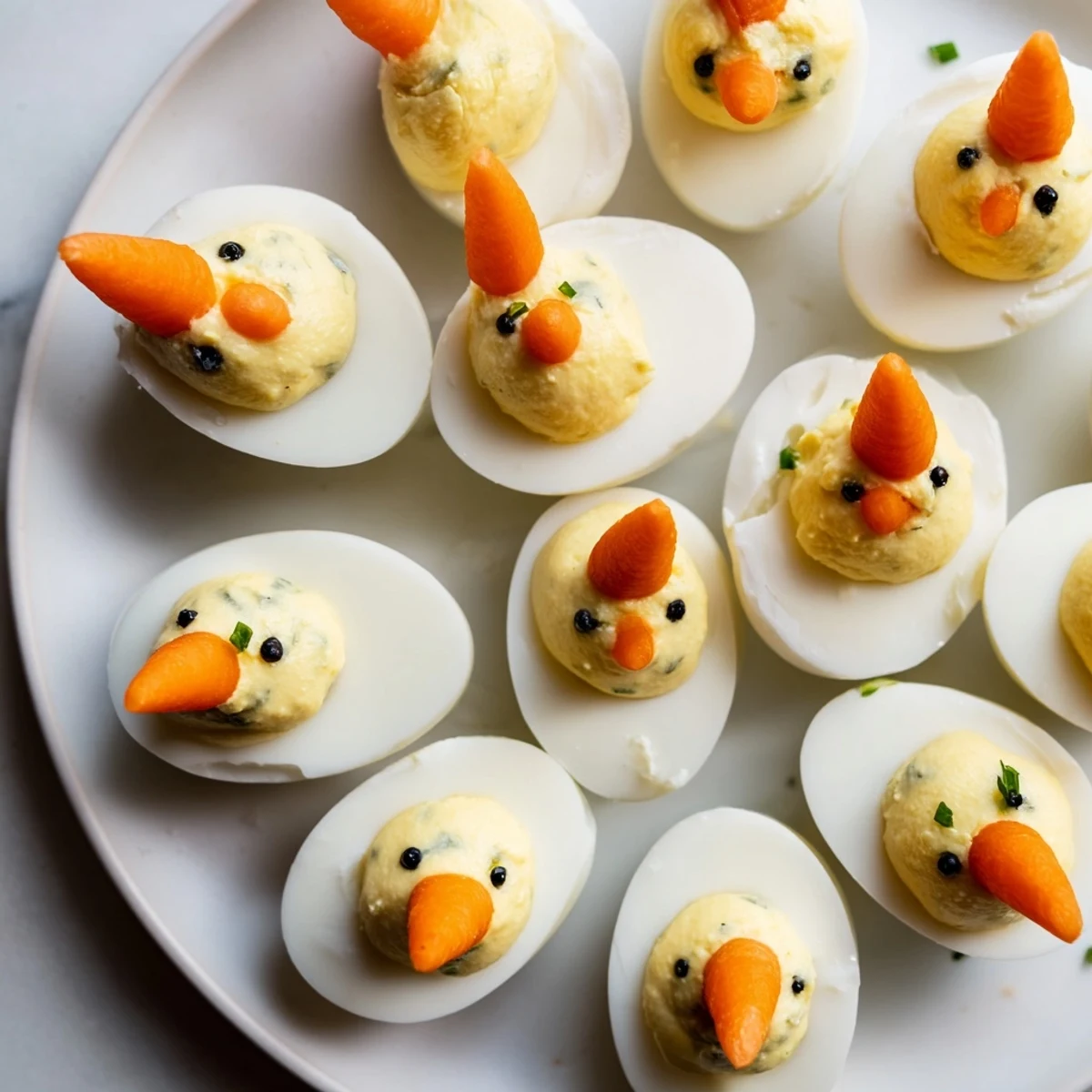 Bright, springtime photo of Chick & Duckling Snacks; adorable, colorful appetizers perfect for kids.