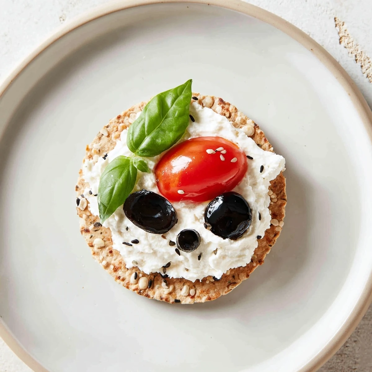Ladybug Love Picnic Finger Foods: Cream cheese-topped crackers with tomato ladybugs look fun and delicious.