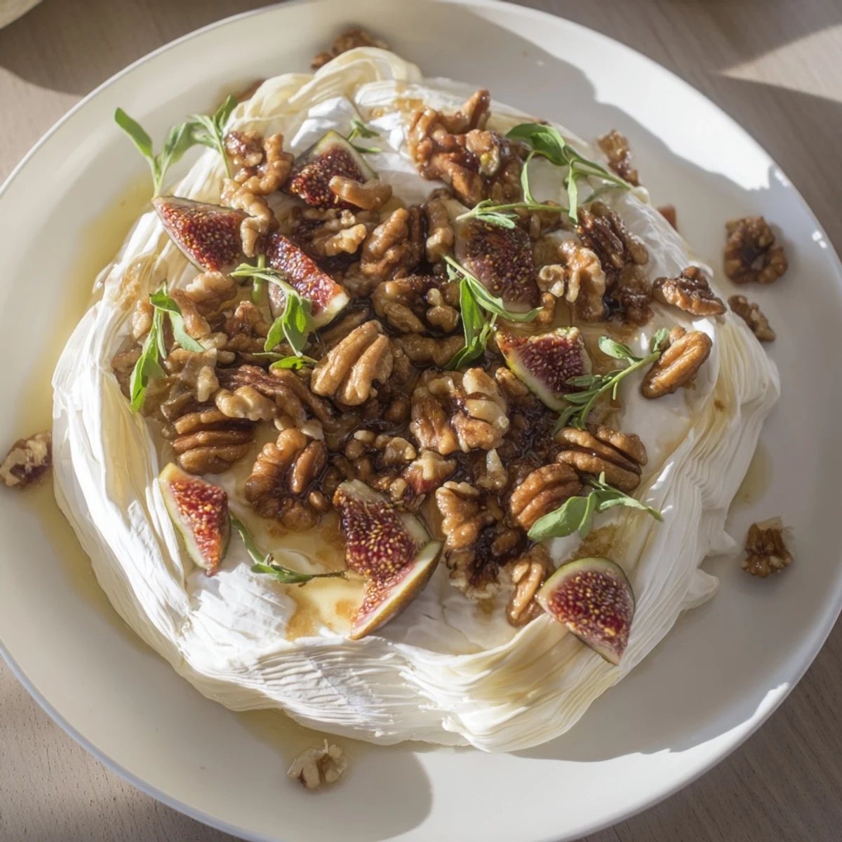 Golden, flaky baked Brie with fig jam, a perfect appetizer for sharing at your table.