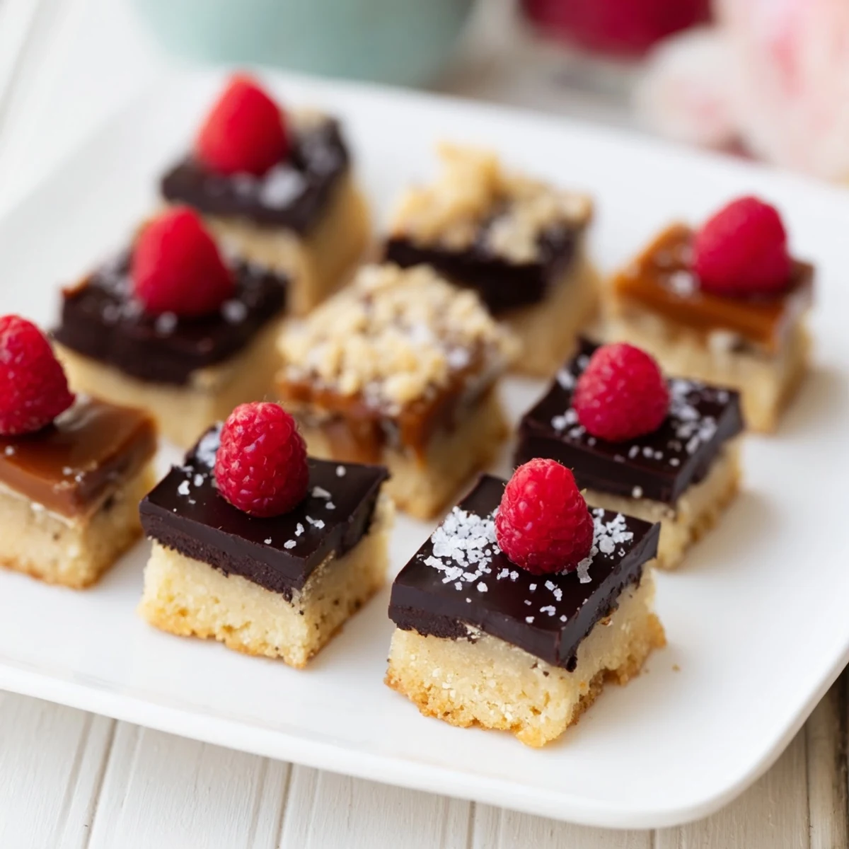 Checkerboard Terrace dessert: a close-up image showing the sweet, salty, and crunchy squares arranged.