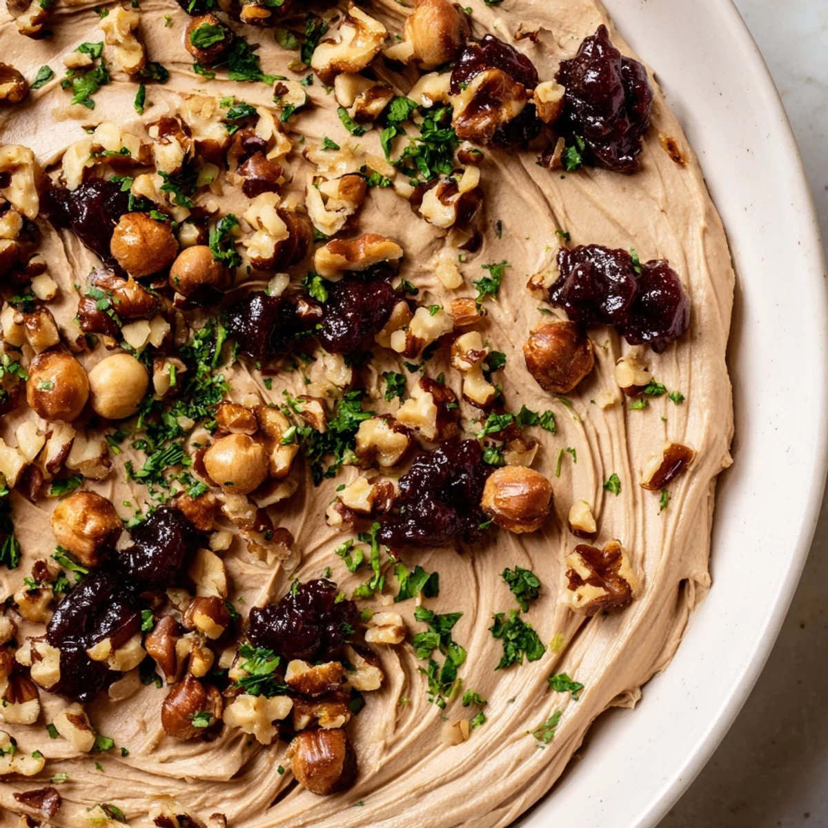 Luscious The Velvet Underground appetizer with layered pâté, sweet jams, and crunchy nuts, ready to serve.