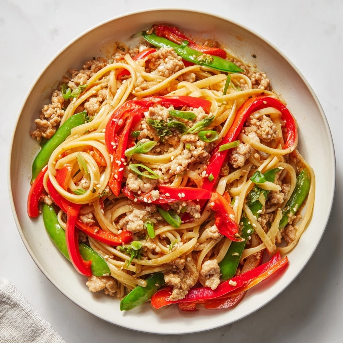 Sesame Hoisin Ground Chicken Pasta