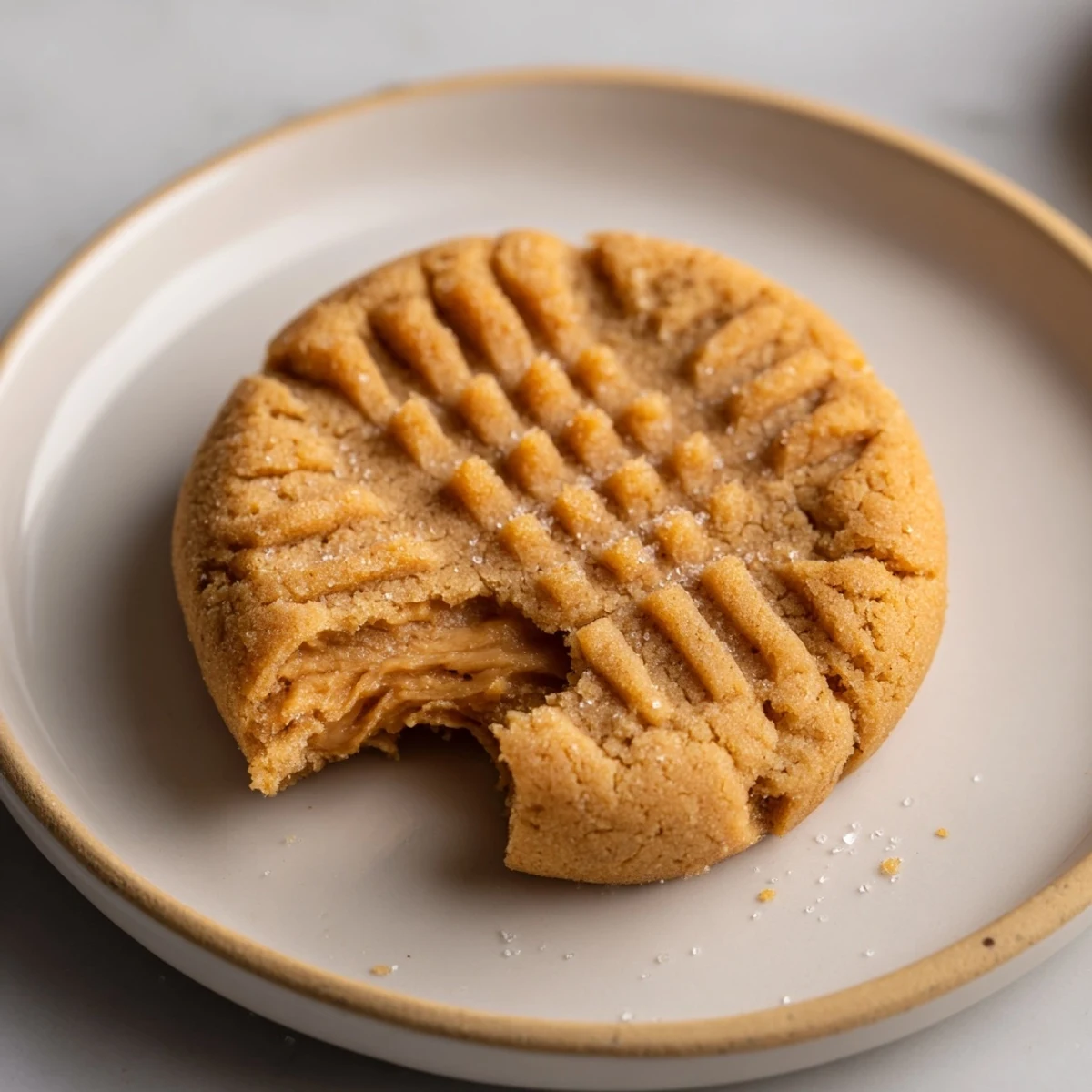Homemade Flourless Peanut Butter Cookies, beautifully crisscrossed, rest on parchment paper, awaiting a delicious afternoon snack.