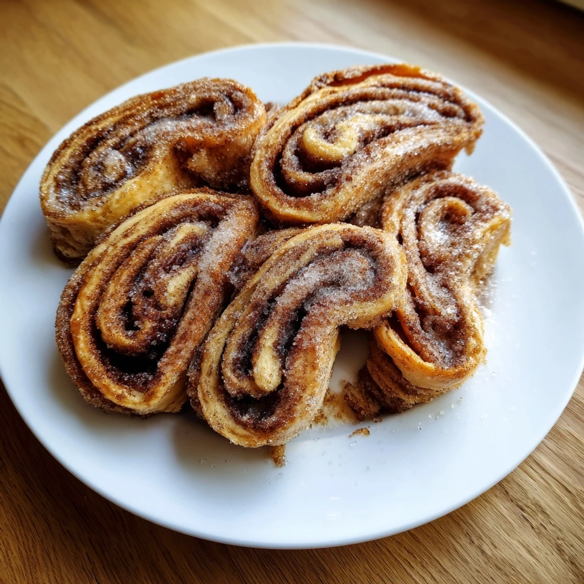 Warm air-fryer cinnamon roll twists, glazed generously and piled high for sharing.