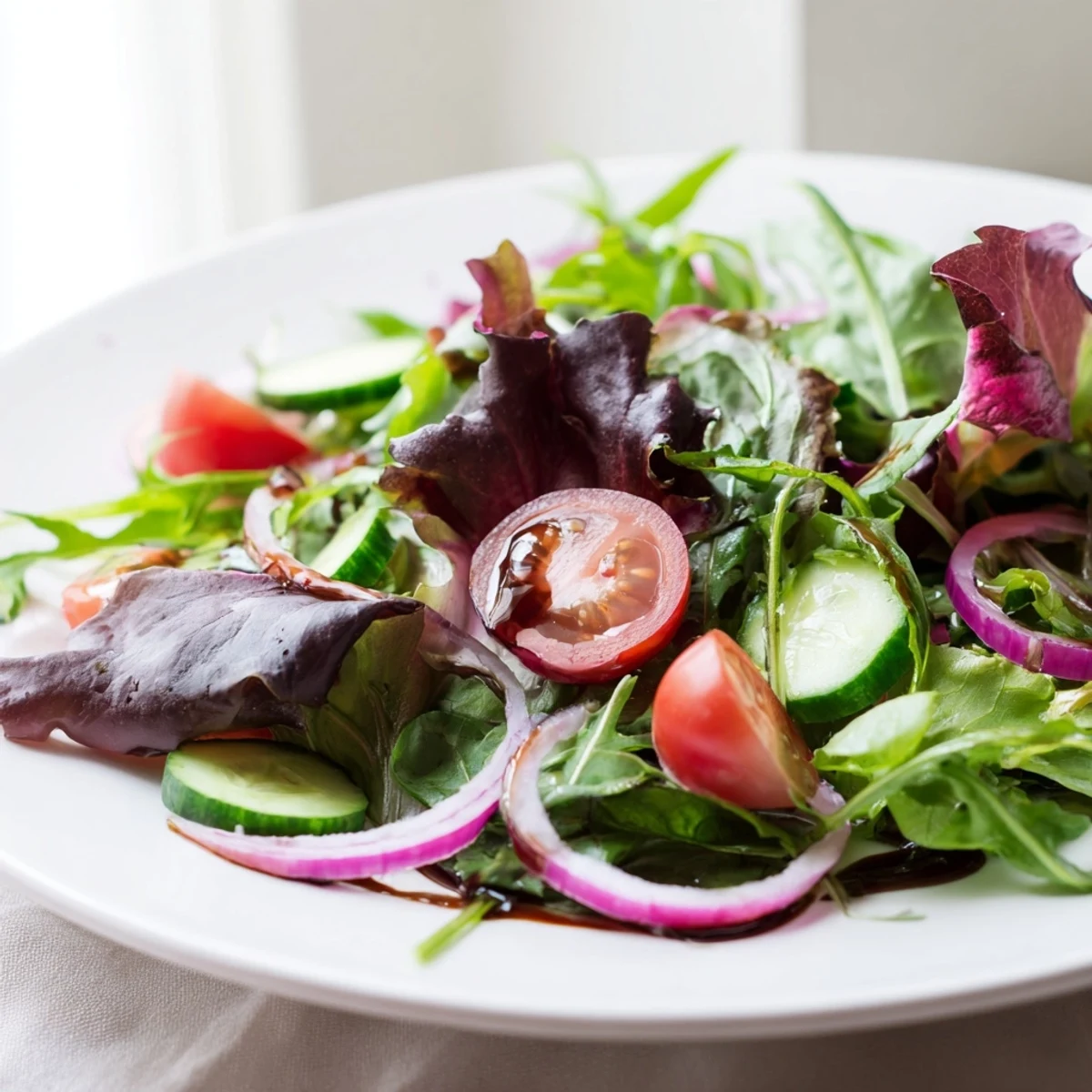 Imagine a refreshing Quick Balsamic Vinegar Salad, bursting with flavors and served with a simple balsamic vinaigrette.
