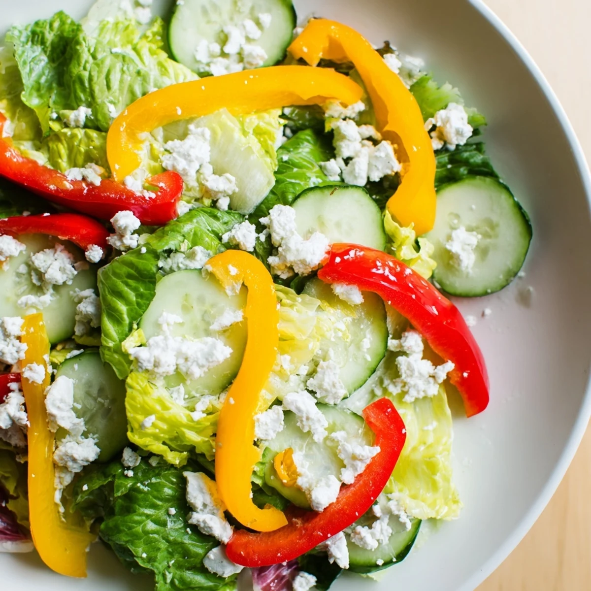 Fresh and colorful Bella Hadid Salad with crisp vegetables and creamy feta, ready to enjoy.