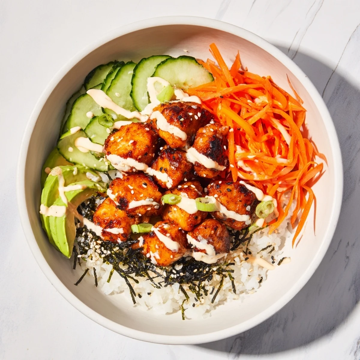 This homemade salmon bites bowl is a satisfying meal, made with fresh ingredients and flavorful sauce.