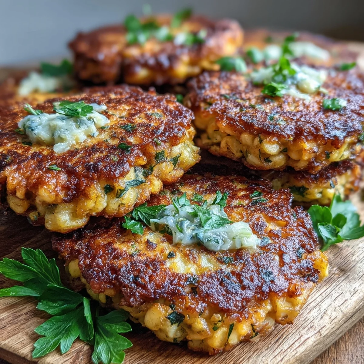 A close-up of homemade Black-Eyed Pea Fritters, showcasing their crunchy texture and seasoned black-eyed pea center.