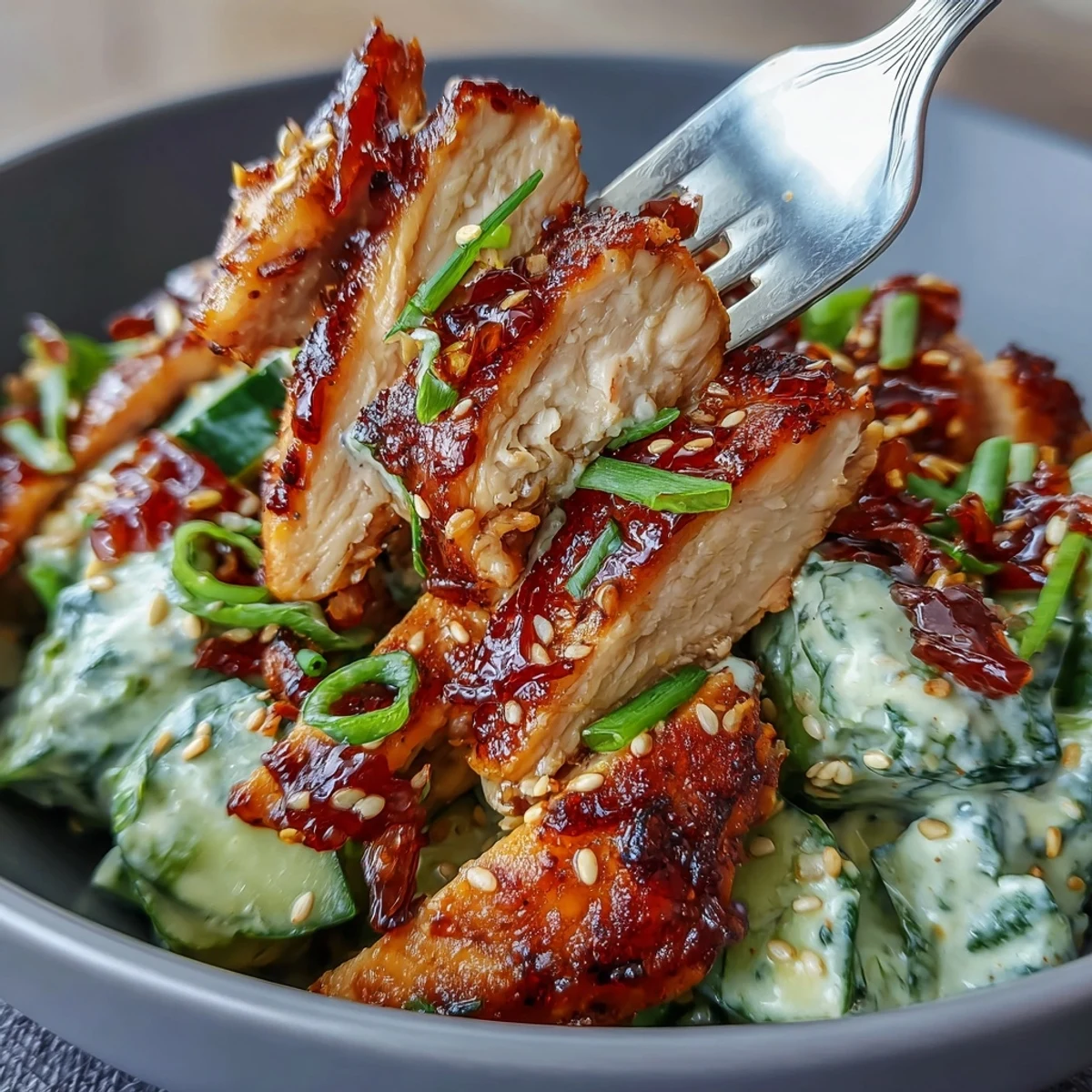 TikTok Chili-Crisp Cucumber Chicken Bowls