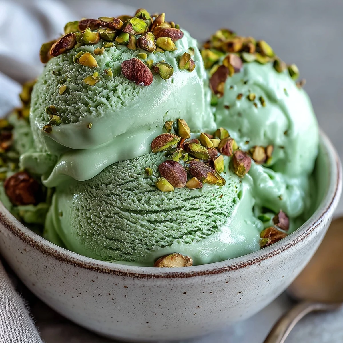A scoop of rich Pistachio Gelato served with an espresso shot for an Italian affogato.