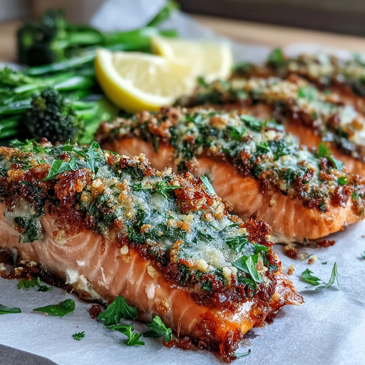 Fresh lemon wedges garnish a low-carb meal of savory salmon and tender vegetables for a healthy dinner.