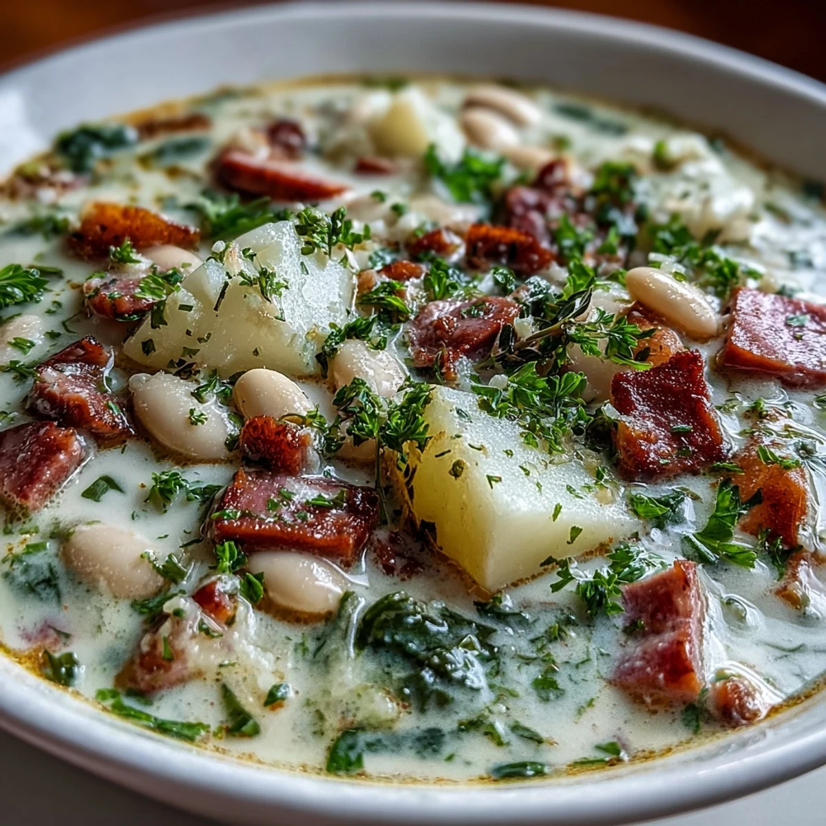 Creamy Ham White Bean Soup