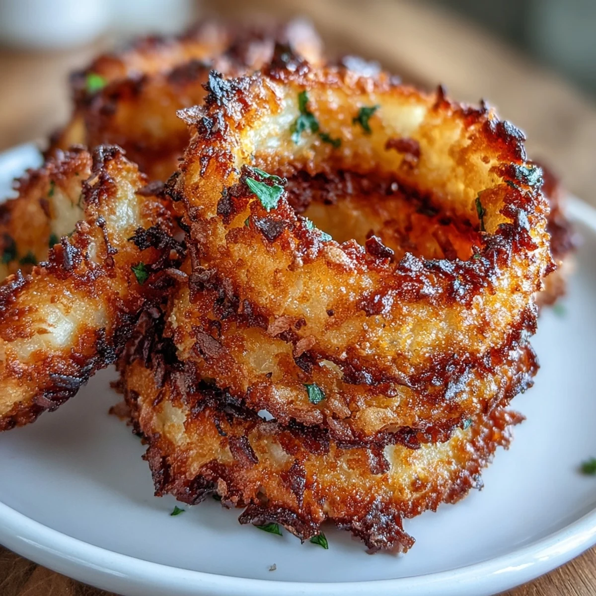 Crunchy panko-crusted onion rings paired with zesty homemade garlic aioli, a healthier appetizer favorite.  