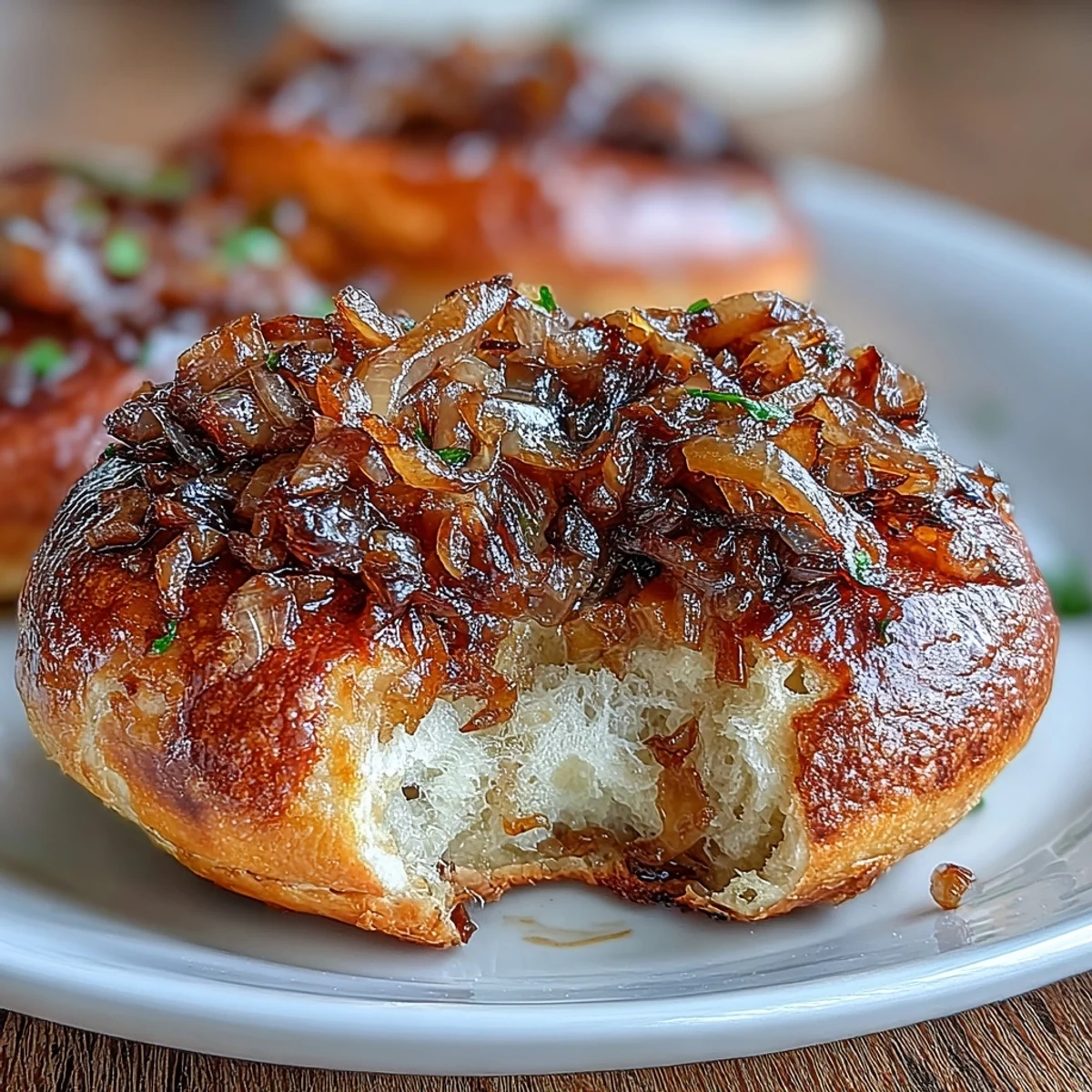 Chewy sourdough bagels topped with golden sautéed onions, baked to a crisp crust and perfect for breakfast or sandwiches.