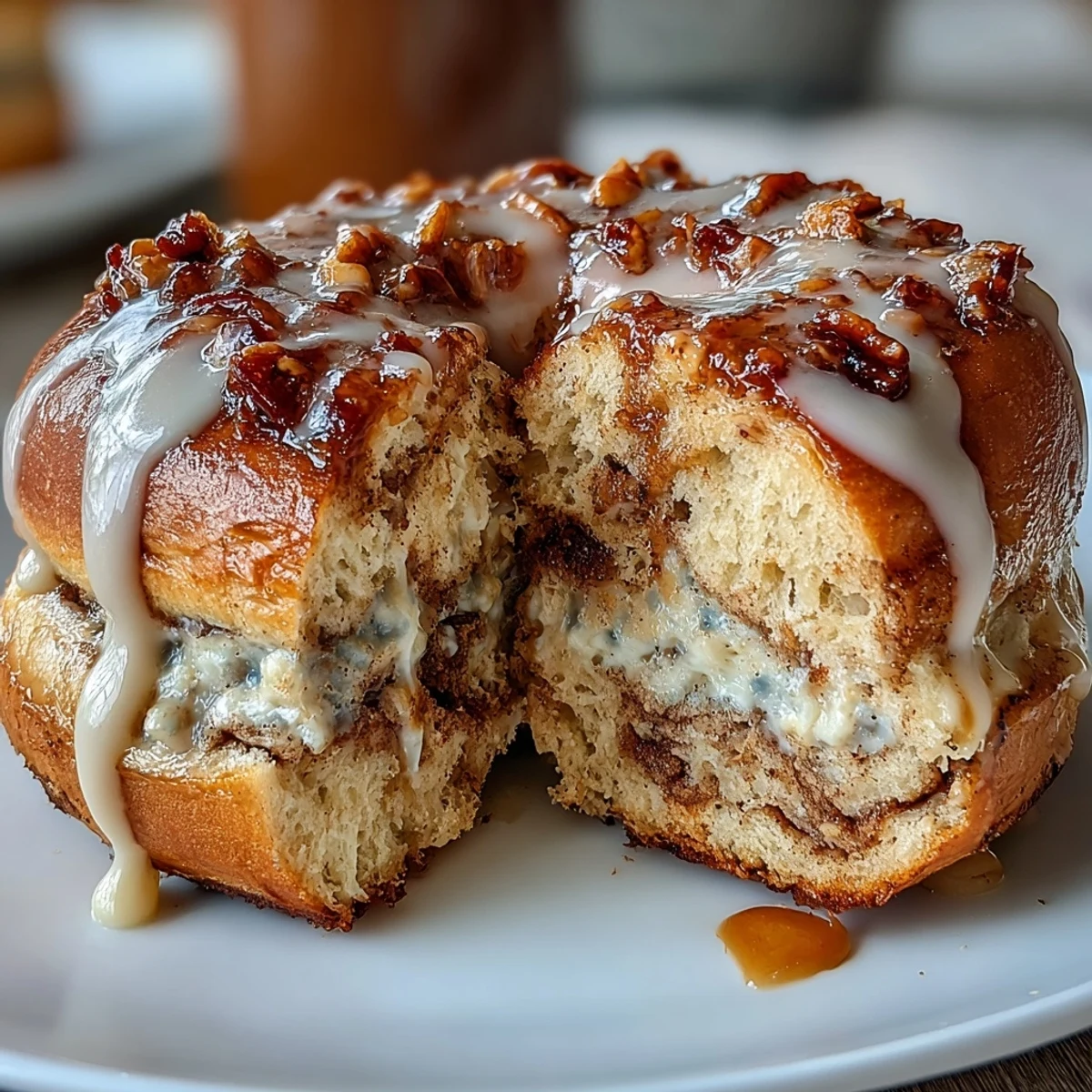 Delicious cinnamon swirl protein bagels topped with creamy vanilla Greek yogurt glaze, perfect for a healthy breakfast.  