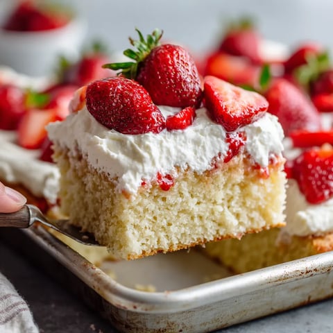 A slice of cake with strawberries on top.