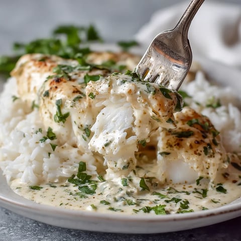 A plate of fish with rice and herbs.