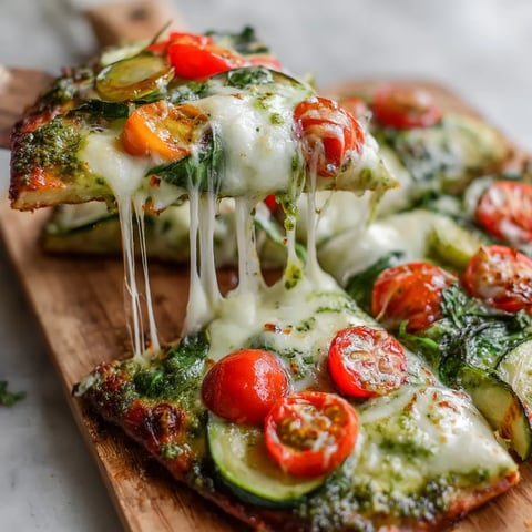 A pizza with cheese and tomatoes on a wooden board.