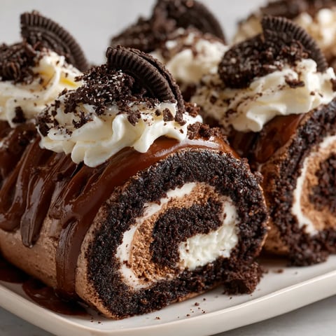 A chocolate cake with white frosting and Oreo cookies on top.