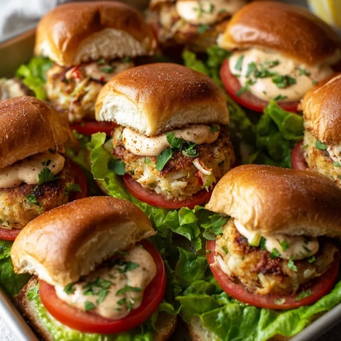 A tray of crab cake sandwiches.