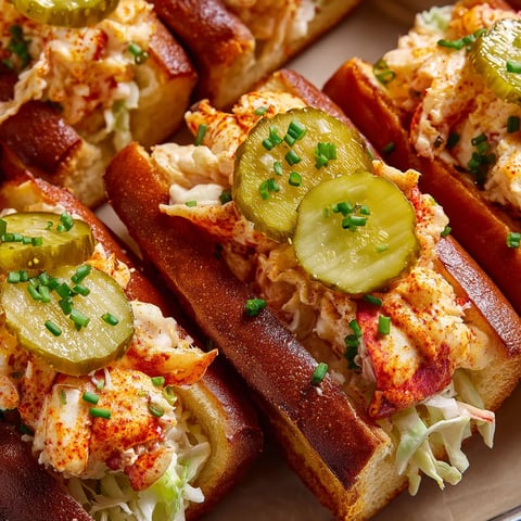 A plate of Nashville Hot Lobster Rolls.