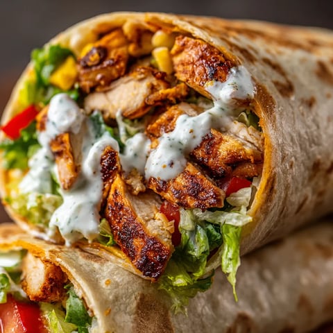 A burrito with chicken and lettuce.