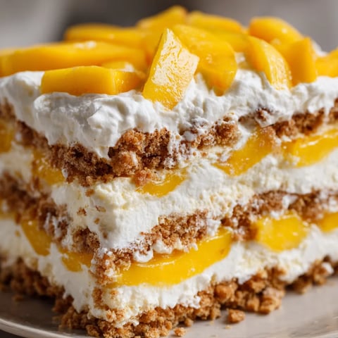 A slice of mango float cake.