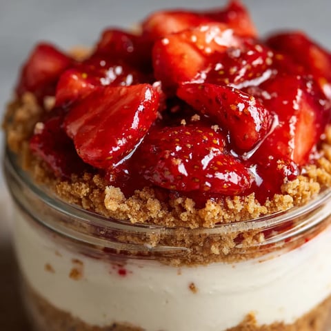 A close up of a no-bake strawberry cheesecake.