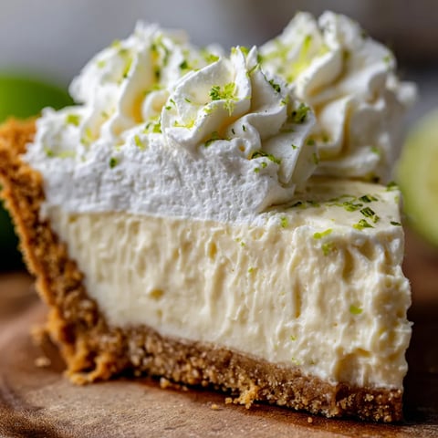 A slice of key lime pie with whipped cream.
