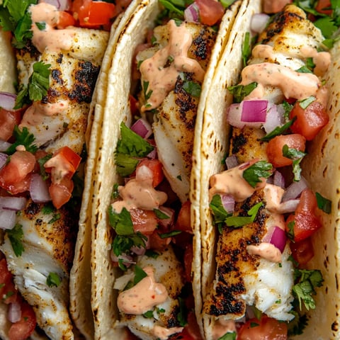 Grilled fish tacos with spicy mayo and pico de gallo.