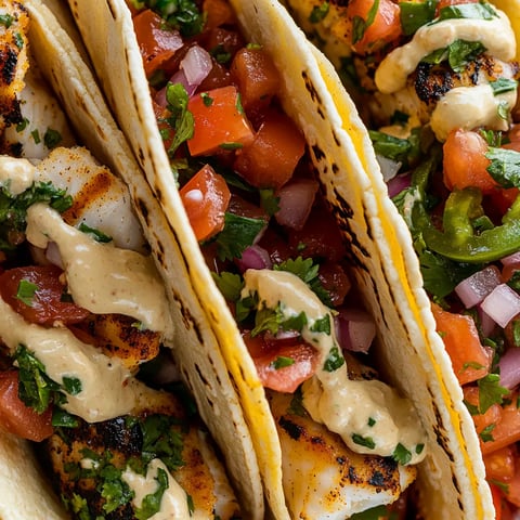 Two tacos with fish and tomatoes.