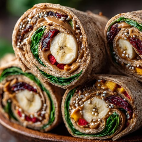 A stack of high protein peanut butter and date energy wraps.