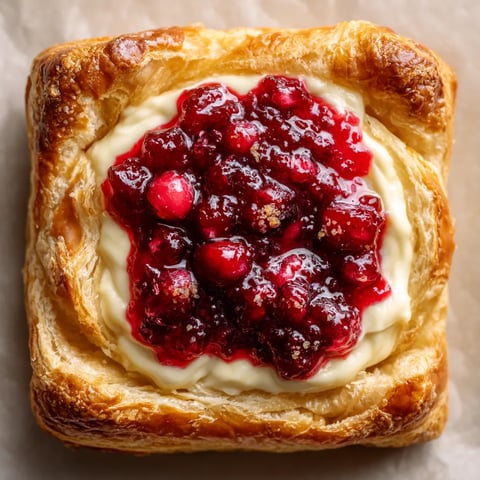 A pastry with jelly and berries on top.