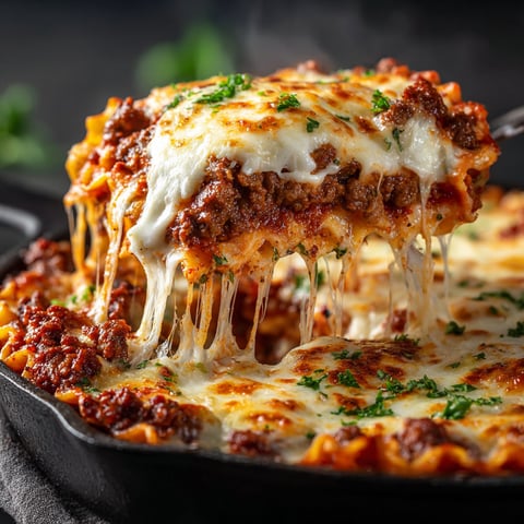 A close up of a delicious lasagna.