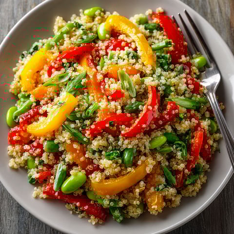 A bowl of Thai Peanut Quinoa Salad.