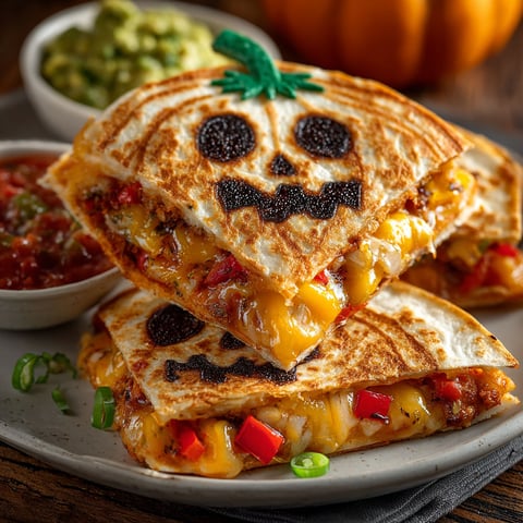 A quesadilla with a face drawn on it.