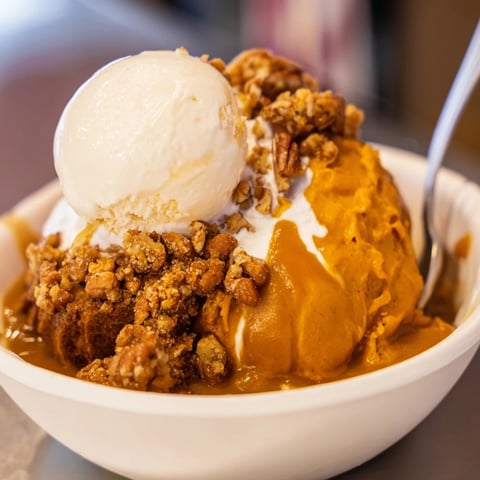 Delicious Sweet Potato Casserole Rebel Float topped with pecans and warm caramel sauce.  