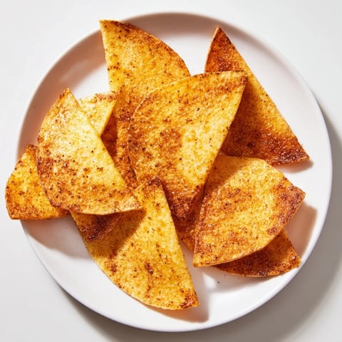 Golden, crispy air-fryer tortilla chips piled next to a vibrant bowl of homemade salsa for dipping.