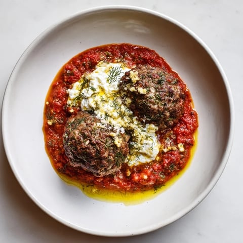 Steaming Instant Pot Greek-Style Meatballs with bright lemon-feta sauce, a flavorful Mediterranean delight.