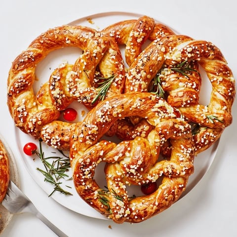 Golden-brown Budget Holiday Pretzel Wreath, a savory treat perfect for holiday gatherings and sharing.