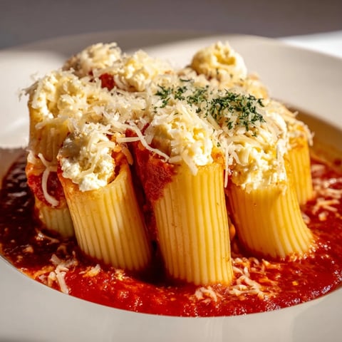Honeycomb Pasta Bake, a comforting dish with golden, bubbly cheese melting over tomato sauce.