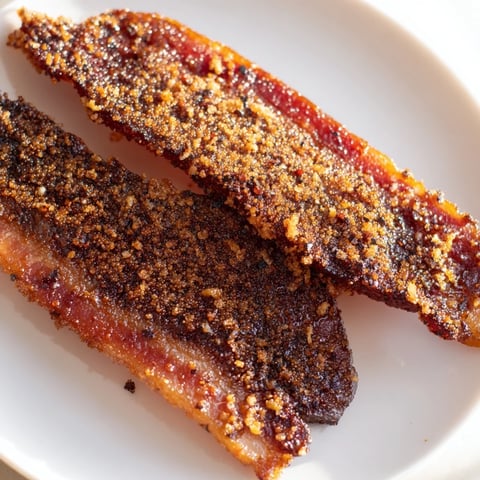 Crispy Snoop Dogg Billionaire Bacon, glistening with caramelized brown sugar and spices, ready to enjoy.