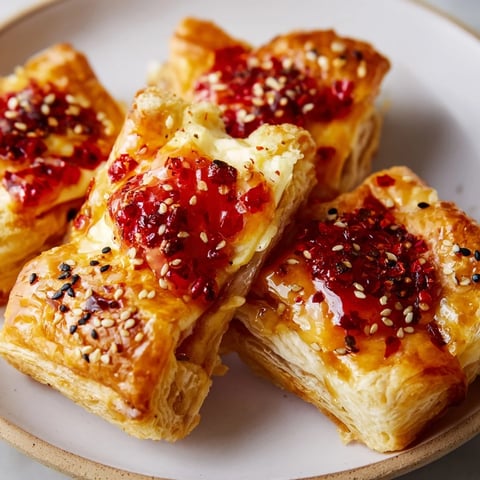 Golden-brown Chili Crisp Honey Brie Bites, showcasing the perfect combination of sweet, spicy, and savory flavors.